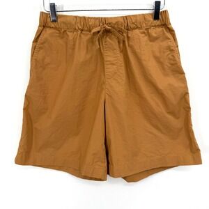Muji Washed Broadcloth Shorts Size M Drawstring Elastic Waist Cotton Brown Women